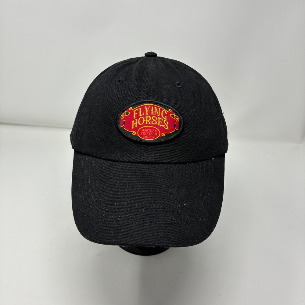 Vintage Marthas Vineyard Flying Horses Hat Cap Black Strapback Anvil Carousel
